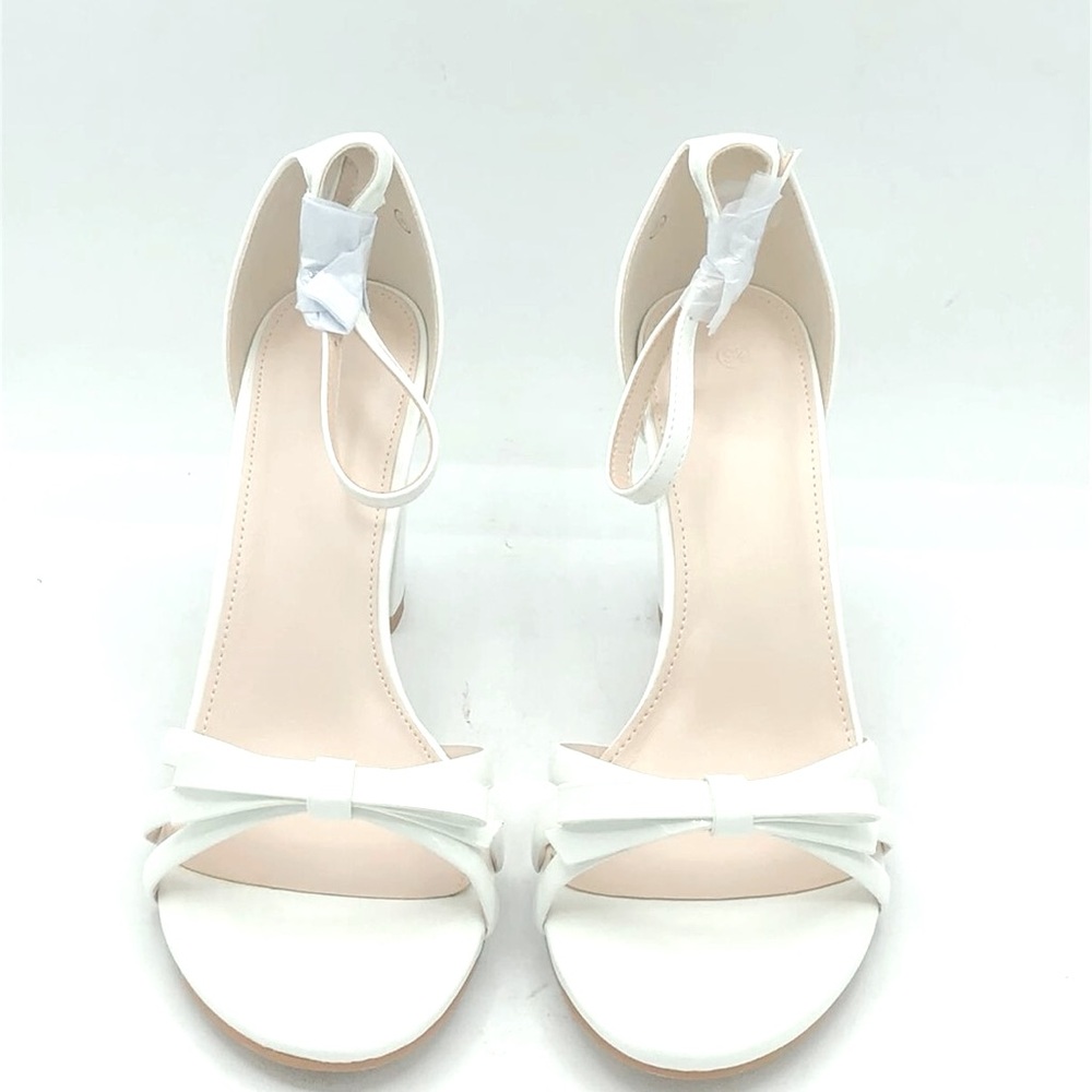 Sz 9 1/2 Coutgo Women's Bow Knot Heels white New
